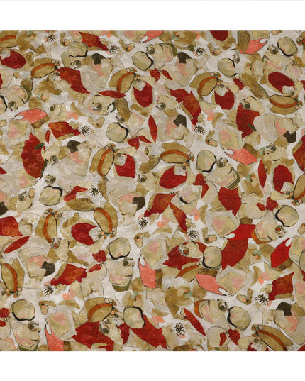 Beige Abstract Printed Viscose Fabric Artistic Modern Pattern Soft Flowing Lightweight Dress Material for Apparel Sewing Craft Use 110 Cms Width India Origin-D27317