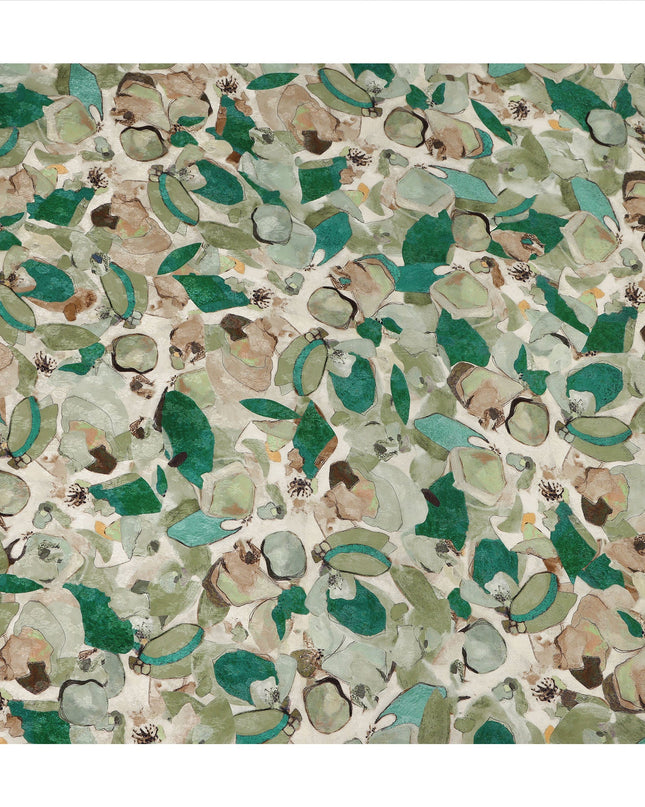 Green Abstract Printed Viscose Fabric Modern Artistic Pattern Soft Lightweight Flowing Dress Material for Apparel Sewing Craft Use 110 Cms Width India Origin-D27319 - Regal Fabrics
