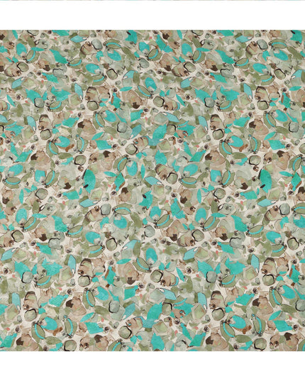 Teal Green Abstract Printed Viscose Fabric Contemporary Artistic Pattern Soft Flowing Dress Material 110 Cms India-D27320