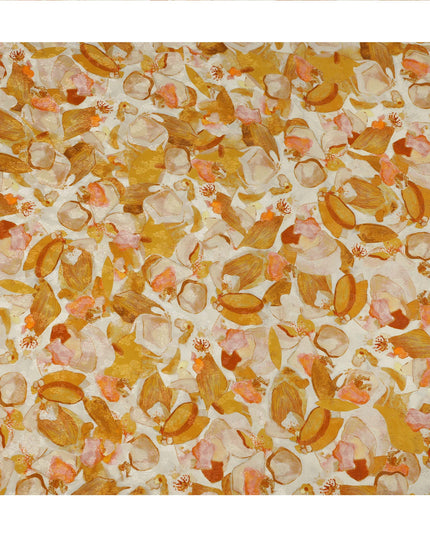 Ivory Abstract Floral Printed Viscose Fabric Soft Lightweight Flowing Modern Design Dress Material for Apparel Sewing Craft Use 110 Cms Width India Origin-D27318