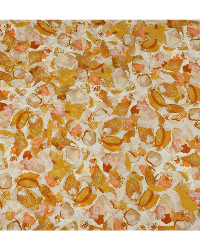 Ivory Abstract Floral Printed Viscose Fabric Soft Lightweight Flowing Modern Design Dress Material for Apparel Sewing Craft Use 110 Cms Width India Origin-D27318