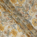 Ivory Cream Yellow Floral Printed Viscose Fabric 110 Cms India Origin-D27548