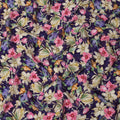 Navy Blue Multicolor Floral Allover Printed Viscose Modal Satin Fabric, 110 Cms, India-D26892