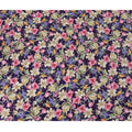 Navy Blue Multicolor Floral Allover Printed Viscose Modal Satin Fabric, 110 Cms, India-D26892