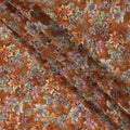 Brown Vintage Floral Allover Printed Viscose Modal Satin Fabric, 110 Cms, India-D26890