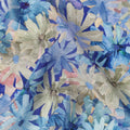 Blue Floral Allover Printed Viscose Modal Satin Fabric, 110 Cms, India-D26889