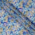 Blue Floral Allover Printed Viscose Modal Satin Fabric, 110 Cms, India-D26889