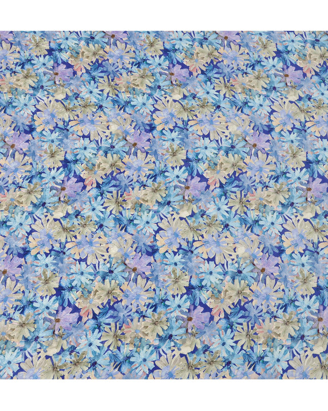 Blue Floral Printed Viscose Fabric 110 Cms India Origin-D27557