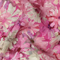 Pink Abstract Floral Allover Printed Viscose Modal Satin Fabric, 110 Cms, India-D26891