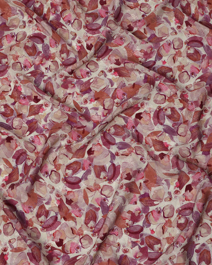 Pink Abstract Floral Printed Viscose Fabric 110 Cms India Origin-D27558