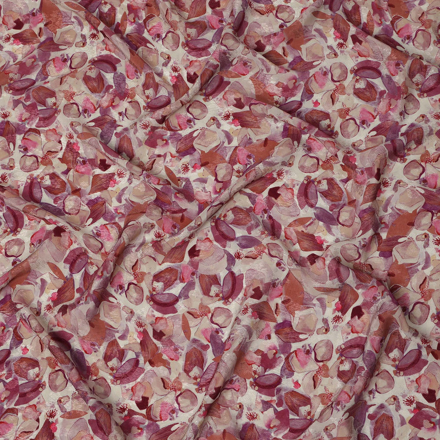 Pink Abstract Floral Printed Viscose Fabric 110 Cms India Origin-D27558