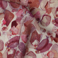 Ivory Mauve Plum & Rust Abstract Floral Printed Viscose Silk Crepe Fabric 110 Cms India-D26862