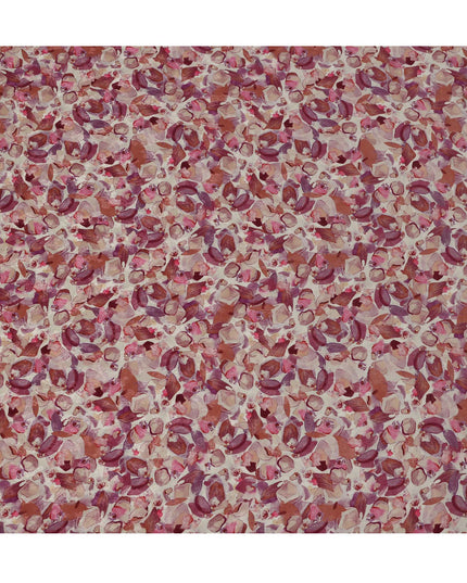 Pink Abstract Floral Printed Viscose Fabric 110 Cms India Origin-D27558