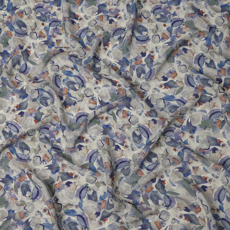 Powder Blue Abstract Printed Viscose Fabric Modern Artistic Pattern Soft Lightweight Apparel Material 110 Cms India-D27321