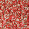 Red Floral Printed Viscose Fabric Soft Lightweight Flowing Dress Material for Apparel Sewing Craft Fashion Use 110 Cms Width India Origin-D27316