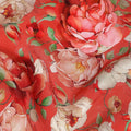 Red Floral Printed Viscose Fabric Soft Lightweight Flowing Dress Material for Apparel Sewing Craft Fashion Use 110 Cms Width India Origin-D27316