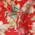 Red Floral Printed Viscose Fabric Soft Lightweight Flowing Dress Material for Apparel Sewing Craft Use 110 Cms Width India Origin-D27311