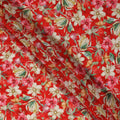 Red Floral Printed Viscose Fabric Soft Lightweight Flowing Dress Material for Apparel Sewing Craft Use 110 Cms Width India Origin-D27311
