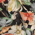 Black Floral Printed Viscose Fabric Soft Flowing Lightweight Dress Material for Apparel Sewing Craft Use 110 Cms Width India Origin-D27310