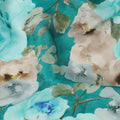 Teal Green Floral Printed Viscose Fabric 110 Cms India Origin-D27549