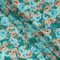 Teal Green Floral Printed Viscose Fabric 110 Cms India Origin-D27549