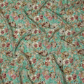 Mint Green Beige & Blush Floral Printed Viscose Silk Crepe Fabric 110 Cms India-D26860
