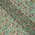 Mint Green Beige & Blush Floral Printed Viscose Silk Crepe Fabric 110 Cms India-D26860