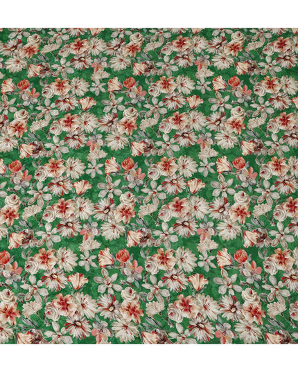 Green Floral Printed Viscose Fabric 110 Cms India Origin-D27560