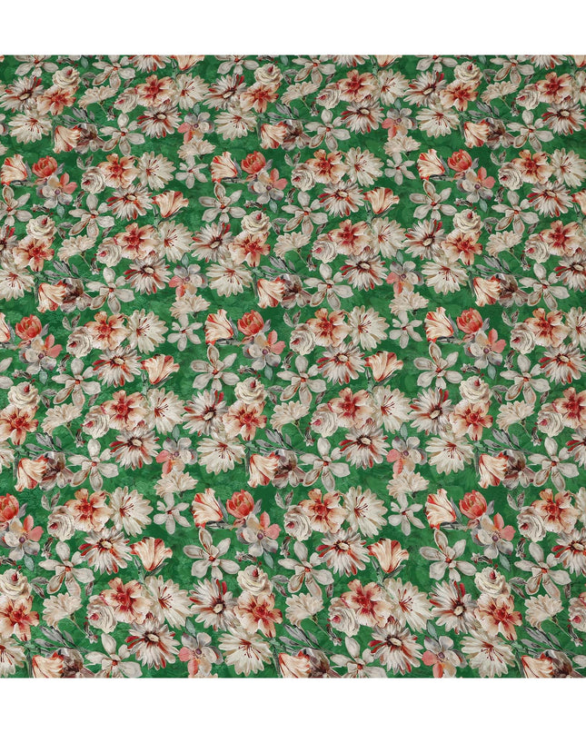 Green Floral Printed Viscose Fabric 110 Cms India Origin-D27560