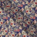 Royal Purple Blush & Ivory Floral Printed Viscose Silk Crepe Fabric 110 Cms India-D26861