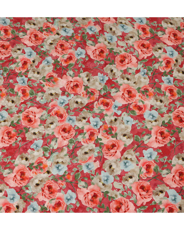 Coral Floral Printed Viscose Fabric 110 Cms India Origin-D27562