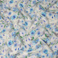 Ivory Blue Floral Printed Viscose Fabric 110 Cms India Origin-D27563