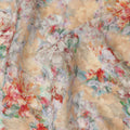 Peach Beige Floral Printed Viscose Fabric 110 Cms India Origin-D27550