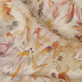 Cream Floral Watercolor Print Viscose Crepe Fabric 110 Cms India-D27007 - Regal Fabrics