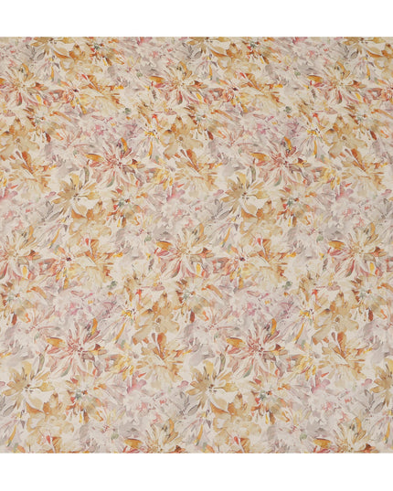 Cream Floral Watercolor Print Viscose Crepe Fabric 110 Cms India-D27007 - Regal Fabrics