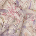 Cream Pastel Floral Watercolor Print Viscose Crepe Fabric 110 Cms India-D27012 - Regal Fabrics
