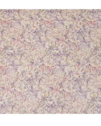 Cream Pastel Floral Watercolor Print Viscose Crepe Fabric 110 Cms India-D27012 - Regal Fabrics