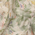 Cream Sage Green Floral Watercolor Print Viscose Crepe Fabric 110 Cms India-D27016 - Regal Fabrics