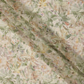 Cream Sage Green Floral Watercolor Print Viscose Crepe Fabric 110 Cms India-D27016 - Regal Fabrics
