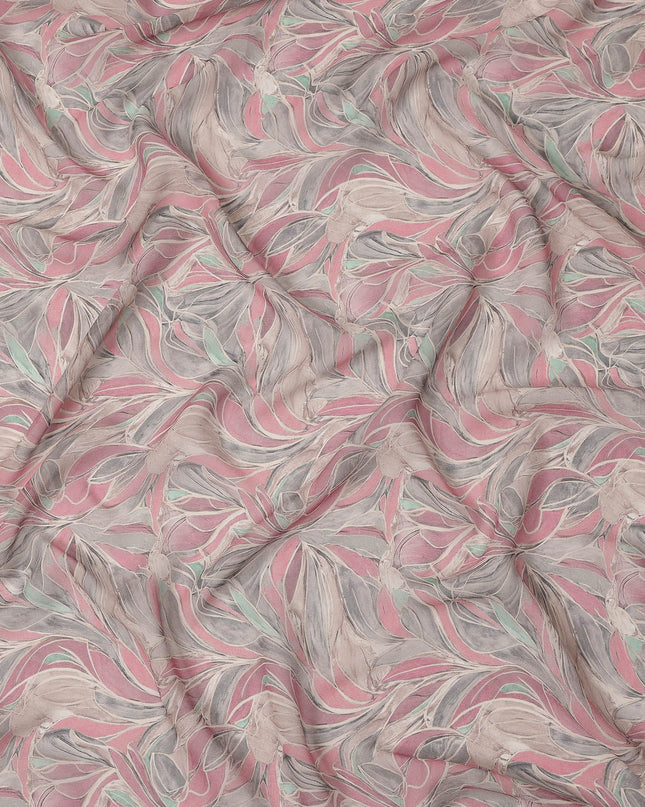Pink Abstract Marble Swirl Print Viscose Crepe Fabric 110 Cms India-D27015
