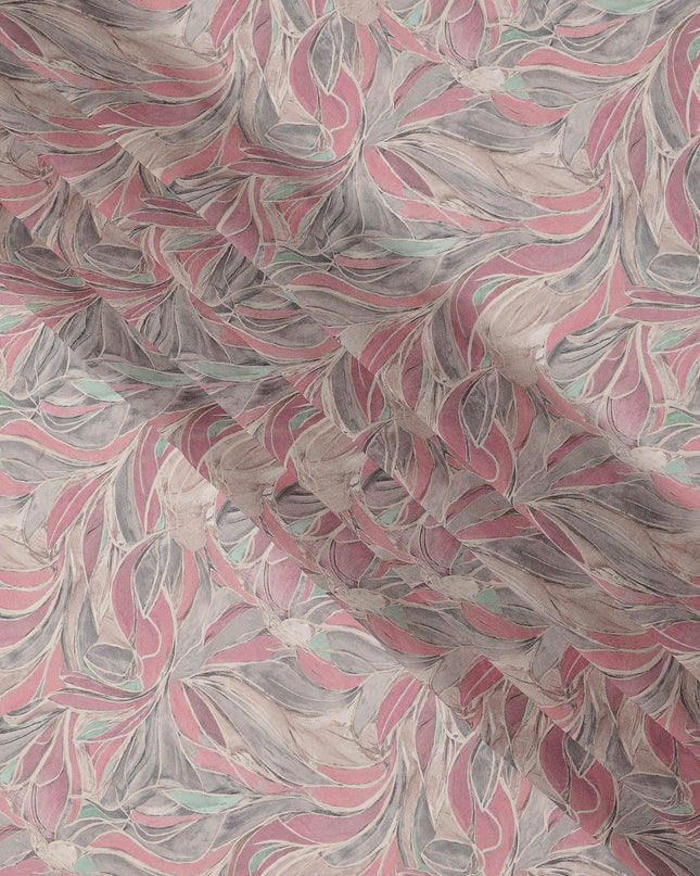 Pink Abstract Marble Swirl Print Viscose Crepe Fabric 110 Cms India-D27015