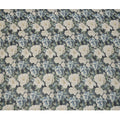 Charcoal Grey Blue & Ivory Floral Printed Viscose Crepe Fabric 110 Cms India-D26857