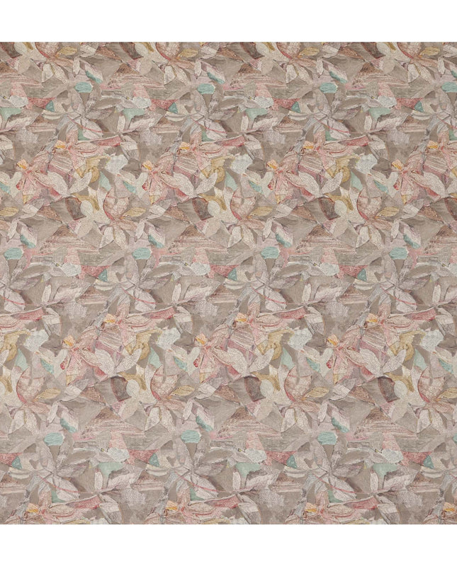 Taupe Beige Pastel Abstract Floral Print Viscose Crepe Fabric 110 Cms India-D27018