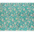 Teal Turquoise Ivory & Blush Floral Printed Viscose Silk Crepe Fabric 110 Cms India-D26865