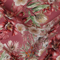 Dusty Rosewood Pink Floral Synthetic Crepe Fabric 110cm