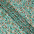 Mint Green Beige Floral Printed Viscose Crepe Fabric 110 Cms Width Soft Flowing Lightweight Dress Material India-D27924