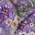 Amethyst Violet Purple Floral Synthetic Crepe Fabric 110cm
