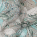 Teal Green Leaf Synthetic Crepe Fabric 110cm