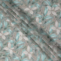 Teal Green Leaf Synthetic Crepe Fabric 110cm