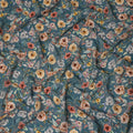 Teal Blue Floral Printed Viscose Crepe Fabric 110 Cms Width Soft Flowing Lightweight Dress Material India-D27932 Regal Fabrics